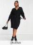 Фото #1 товара Vero Moda Curve wrap front knitted mini dress in black