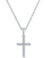 ფოტო #1 პროდუქტის Diamond Accent Cross Pendant Necklace in Sterling Silver, 16" + 2" extender