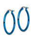 ფოტო #3 პროდუქტის Stainless Steel Polished Blue plated Hoop Earrings