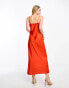 Фото #3 товара Pieces satin midi dress in coral red