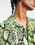 Weekday coffee snake print oversized shirt in green