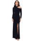 ფოტო #1 პროდუქტის Women's Collared Cold-Shoulder Long-Sleeve Gown