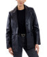 Фото #3 товара Women's Leather Button-Front Blazer Coat