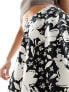 Фото #9 товара Wednesday's Girl floral print flippy mini skirt in black and cream