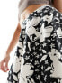 Wednesday's Girl floral print flippy mini skirt in black and cream