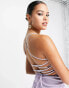 Фото #8 товара ASOS DESIGN lace up back structured mini dress with square neck in lilac