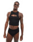 Фото #1 товара Reclaimed Vintage swim top in black rib