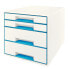 Esselte Leitz WOW Cube - Polystyrol - Blue - White - A4 - 4 drawer(s) - 287 mm - 363 mm