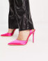 Truffle Collection pointed sling back stiletto heeled shoes in pink satin