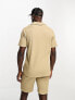 ONLY & SONS co-ord oversized revere ribbed polo in beige