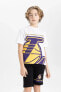 Erkek Çocuk NBA Los Angeles Lakers Oversize Fit Bisiklet Yaka Kısa Kollu Tişört C0388A824SM
