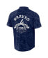 Фото #3 товара Men's Darius Rucker Collection by Navy Atlanta Braves Denim Team Color Button-Up Shirt