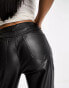 Фото #6 товара Mango cropped faux leather cigarette trousers in black