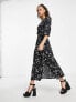 Nobody's Child Rosie heart print midi dress in black