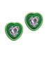 ფოტო #1 პროდუქტის Green Edged Crystal Heart Centre Stud Earrings