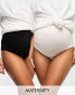 Фото #2 товара Mamalicious maternity 2 pack high waist control briefs in white and black