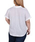 ფოტო #2 პროდუქტის Plus Size Short Sleeve Woven Front and Jersey Back Top