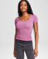 ფოტო #1 პროდუქტის Women's Scoop-Neck Short-Sleeve Thermal Top, Created for Macy's