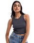 Фото #1 товара JJXX ribbed cropped vest in dark grey