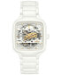 ფოტო #1 პროდუქტის Unisex Swiss Automatic True Square Skeleton White High-Tech Ceramic Bracelet Watch 38mm