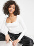 ASOS DESIGN square neck long sleeve top in white