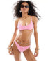 Mango textured bikini top in light and mid pink