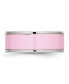 Stainless Steel Polished Pink Ceramic 7.5mm Band Ring
