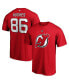 Фото #1 товара Men's Jack Hughes Red New Jersey Devils Big and Tall Name and Number T-shirt
