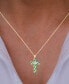 Enamel Dove Cross 18" Pendant Necklace in 14k Gold