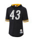 Фото #3 товара Men's Troy Polamalu Black Pittsburgh Steelers Retired Player Mesh Name and Number Hoodie T-shirt