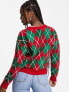 Brave Soul Christmas cardigan in red argyle