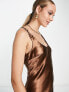 ASOS DESIGN scoop back bias cut satin maxi dress in chocolate