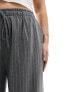 In The Style Plus x Perrie Sian exclusive wide leg drawstring trouser in grey pinstripe