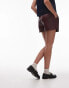 Фото #6 товара Topshop faux leather runner short in burgundy