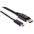 Фото #3 товара Manhattan USB-C to DisplayPort Cable - 4K@60Hz - 2m - Male to Male - Black - Equivalent to CDP2DP2MBD - Three Year Warranty - Polybag - 2 m - USB Type-C - DisplayPort - Male - Male - Straight