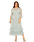 ფოტო #1 პროდუქტის Plus Size High Neck Embellished Flutter Half Length Sleeve Dress