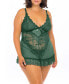Plus Size Lace Babydoll with Bows & Thong 2pc Lingerie Set