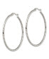 ფოტო #3 პროდუქტის Stainless Steel Polished and Textured Hoop Earrings
