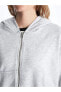 XSIDE Kapüşonlu Düz Uzun Kollu Oversize Kadın Fermuarlı Sweatshirt Sweatshirt