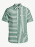 Free Assembly Shirt Men's Medium Green Striped Cotton Collared Classic Button-Up