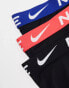 Nike Dri-Fit Essential Microfibre briefs 3 pack in black with black/red/blue waistband