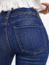Pimkie high waisted belted flared jeans in dark blue