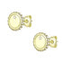 ფოტო #2 პროდუქტის 14k Yellow Gold Plated with Cubic Zirconia Pave Button Stud Earrings