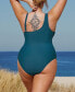 Фото #2 товара Plus Size Dreamscapes Mesh One-Shoulder One Piece Swimsuit