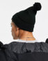 The North Face Logo Patch bobble hat in black