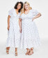 Фото #1 товара Women's Short-Sleeve Clip-Dot Midi Dress, XXS-4X, Created for Macy's