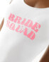 Pieces bride to be 'Bride Squad' low back swimsuit in white and pink Розовый, XL - EU 42 - фото #3