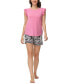 ფოტო #1 პროდუქტის Women's Ruffle Sleeve Tank with the Shorts 2 Pc. Pajama Set