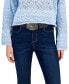 Juniors' High-Rise Belted Flare-Leg Jeans