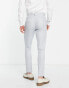 ASOS DESIGN wedding skinny suit trousers in linen mix in micro texture in pastel blue